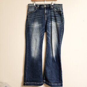 Kancan Women Julia High Rise Flare Jeans 15/31 Medium Wash Boho Festival Casual